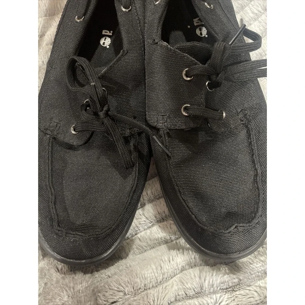 Timberland Shoes Mens Size 9.5 Black Hookset Canvas Casual Boat Lace up